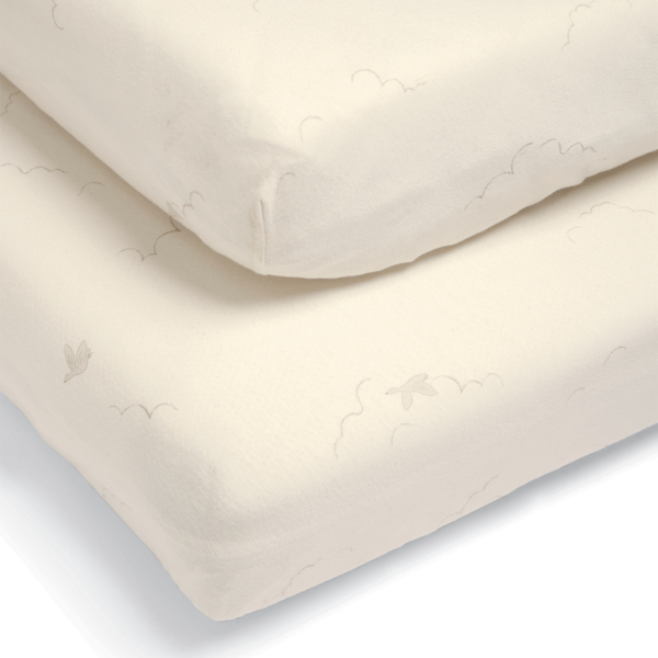 Cotbed Fitted Sheets (2 pack) Welcome to the World Duckling - Cream