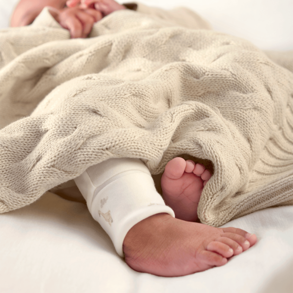 Cable Knit Blanket - Welcome to the World Duckling - Cream - Image 2