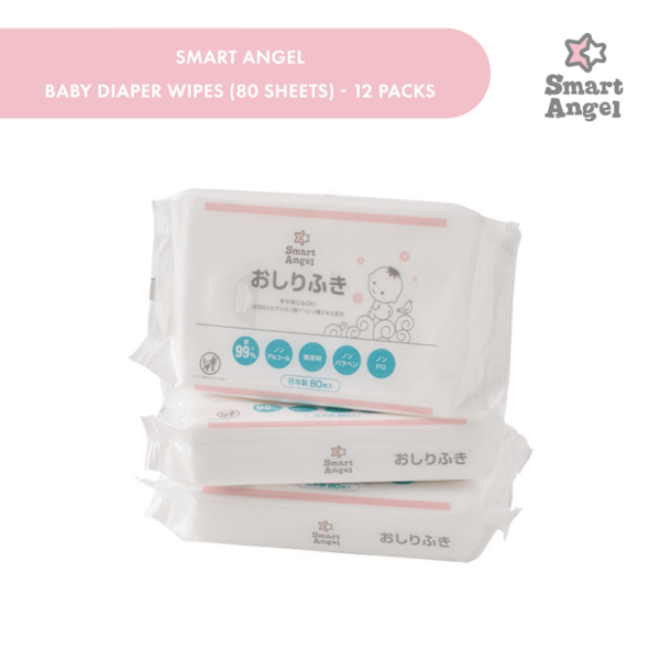 Smart Angel Baby Diaper Wipes (80 sheets) - 12 Packs