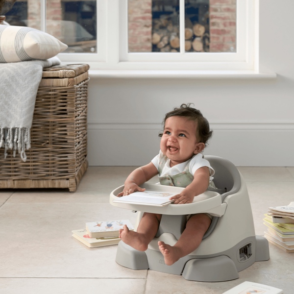 Bug 3-in-1 Floor & Booster Seat with Activity Tray - Pebble Grey - Image 3