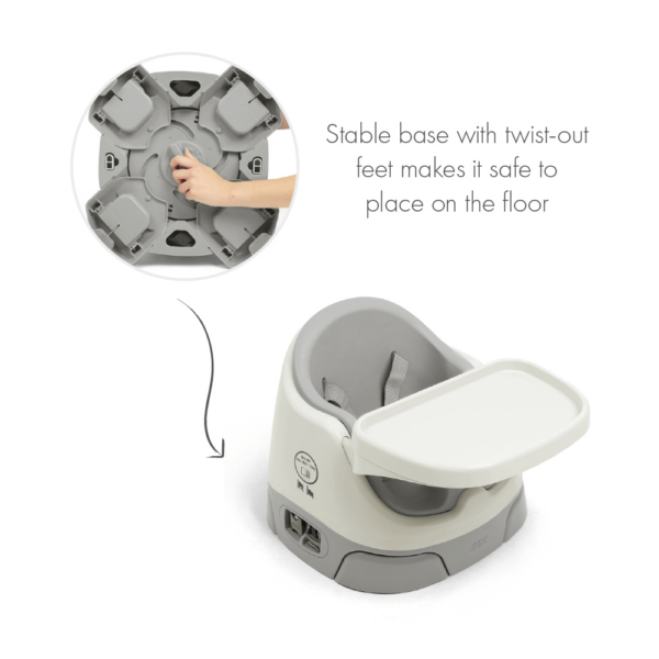 Bug 3-in-1 Floor & Booster Seat with Activity Tray - Pebble Grey - Image 5