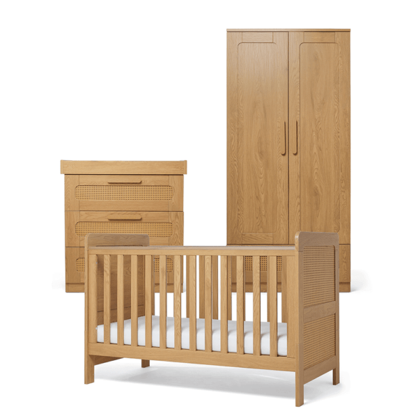 Esna 3 Piece Cotbed Set with Dresser Changer & Wardrobe - Rattan - Image 4