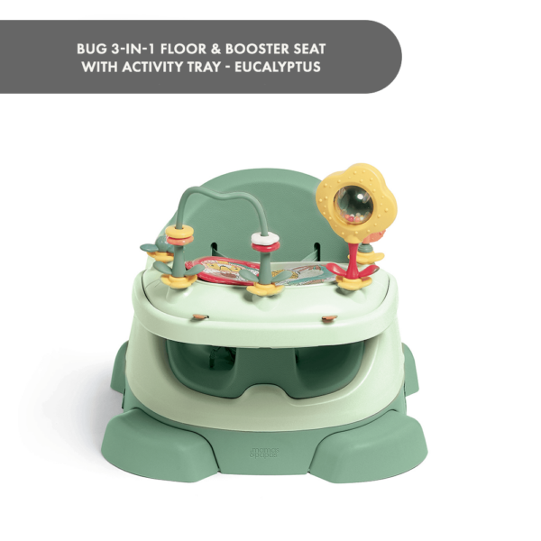 Bug 3-in-1 Floor & Booster Seat with Activity Tray - Eucalyptus