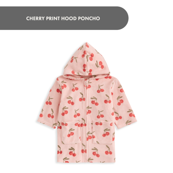 Cherry Print Hood Poncho