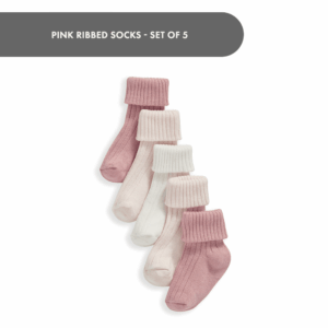 Pink Ribbed Socks - Set of 5