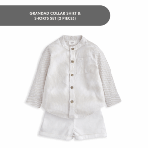 Grandad Collar Shirt & Shorts Set (2 Pieces)