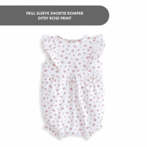 Frill Sleeve Shortie Romper - Ditsy Rose Print