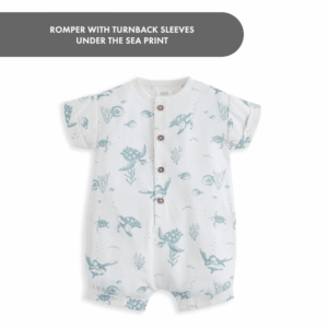 Romper with Turnback Sleeves - Under the Sea Print
