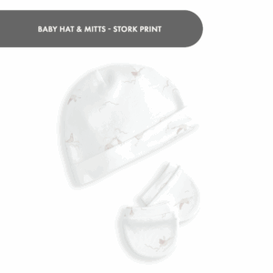 Baby Hat & Mitts - Stork Print